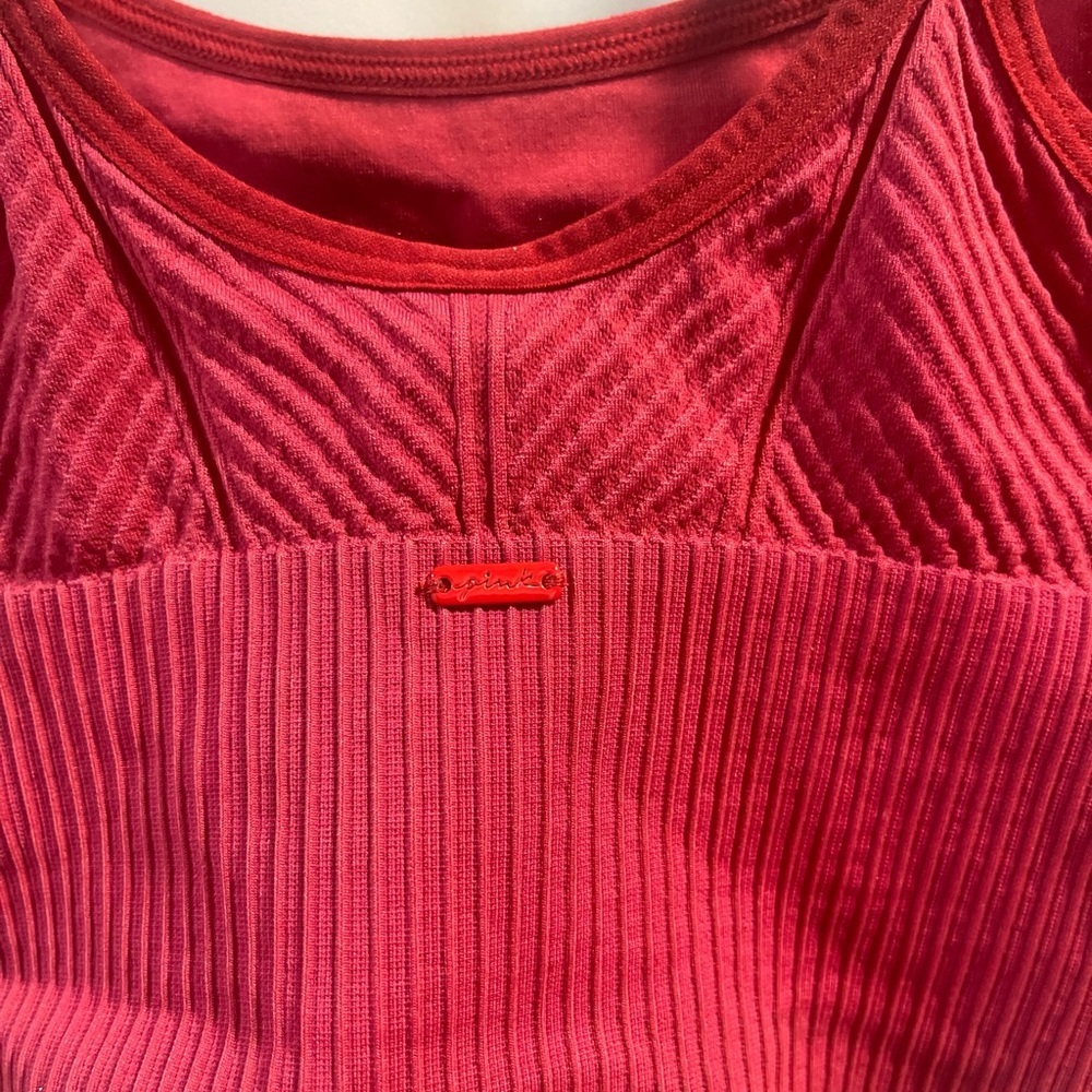 Pink Active Red Women's Ribbed Crop Top - Picture 3 of 4